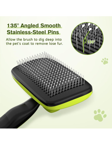 Cepillo Autolimpiante Pecute para Perros y Gatos Verde