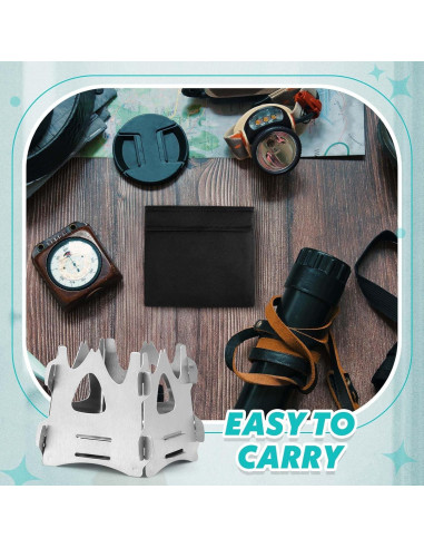 Estufa Plegable Portátil Blulu para Camping - 2 Pcs, Acero Inoxidable