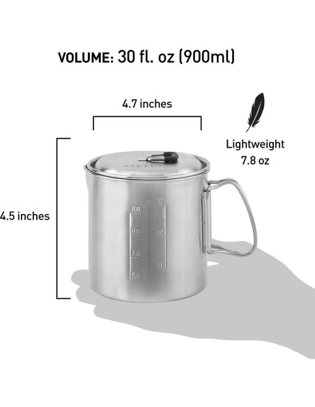 Olla Solo Stove 900 - Acero Inoxidable 887ml Ligera para Camping Olla Solo Stove 900 - Acero Inoxidable 887ml Ligera para Camping