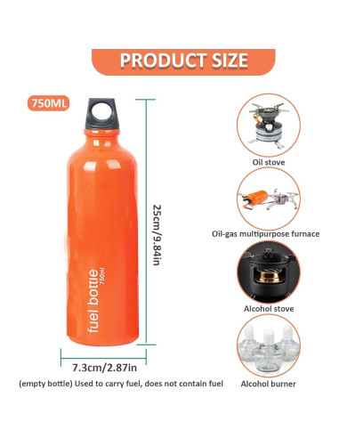 Botella de Combustible Aluminio 750ml wdcfxy para Camping