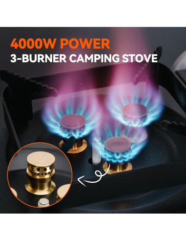 Estufa de Camping Portátil ONLYFIRE GS336 3300W 3 Quemadores