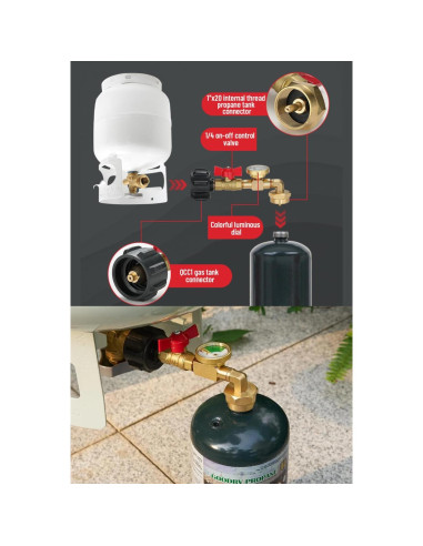 Adaptador de Recarga de Propano QCC1 Camping Moon con Medidor