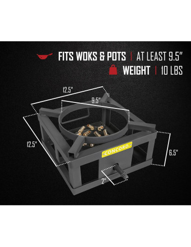 Quemador de Propano Concord EL BLOQUE WOK 31.75 cm 45000 BTU