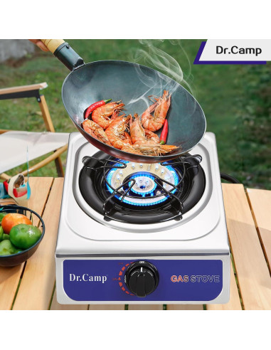Estufa de Camping Dr.Camp 12000 BTU Acero Inoxidable Automática