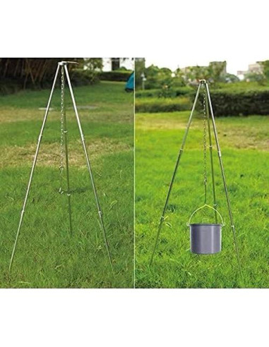 Trípode de Camping Yahpetes de Aluminio 80cm Ajustable Plata