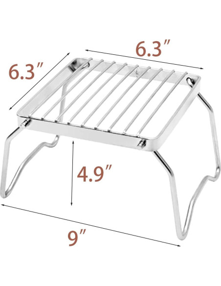 Parrilla de Camping DZRZVD Plegable Acero Inoxidable 304 16x16cm Parrilla de Camping DZRZVD Plegable Acero Inoxidable 304 16x16cm
