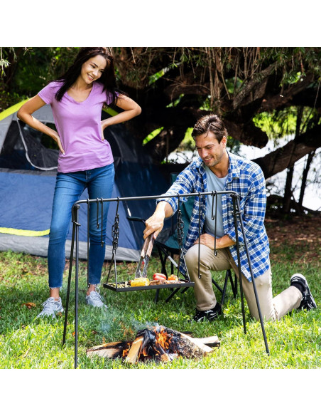Parrilla Colgante Bruntmor para Fogata con Soporte Ajustable Parrilla Colgante Bruntmor para Fogata con Soporte Ajustable