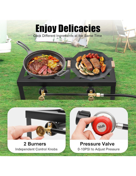 Cocina de Gas Portátil Doble Quemador Ageanbri 8000W Cocina de Gas Portátil Doble Quemador Ageanbri 8000W
