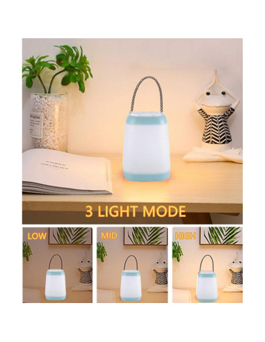 Luz Nocturna Recargable USB Hathdia, 3 Modos, Cian