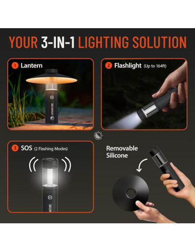 Linterna de Camping Lumanature CL001-BLK Recargable LED 2000mAh