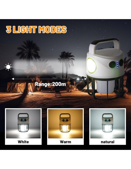 Linterna de Camping Recargable JAMISAY IPX4 LED 2400mAh Linterna de Camping Recargable JAMISAY IPX4 LED 2400mAh