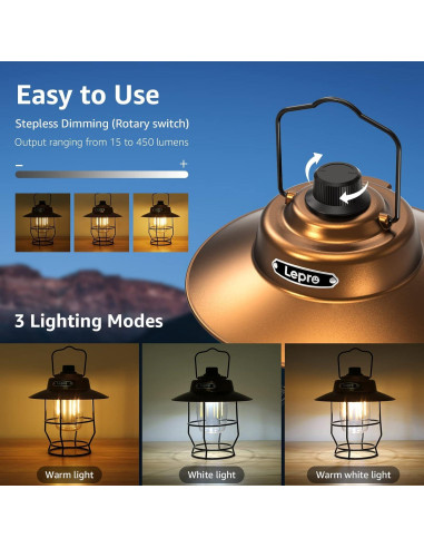 Linterna de Camping LED Lepro Vintage Recargable 450LM