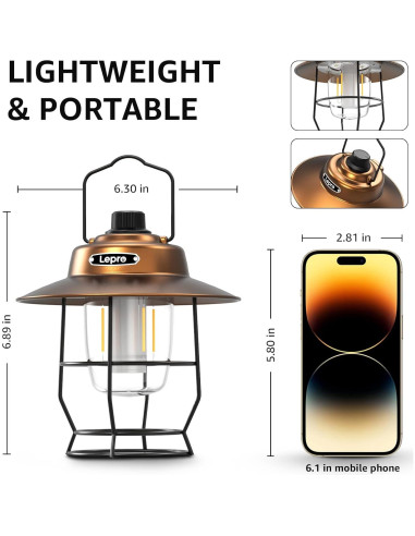 Linterna de Camping LED Lepro Vintage Recargable 450LM