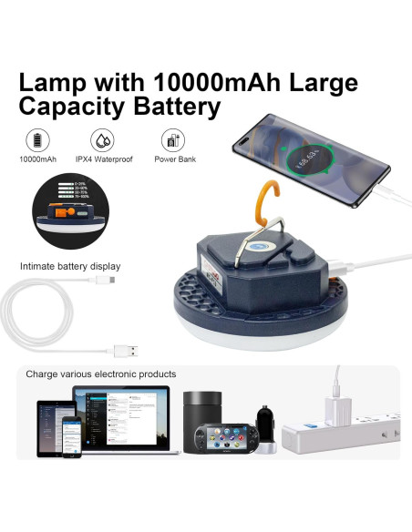 Linterna LED Recargable 10000mAh Iodoo 4000LM Impermeable Linterna LED Recargable 10000mAh Iodoo 4000LM Impermeable