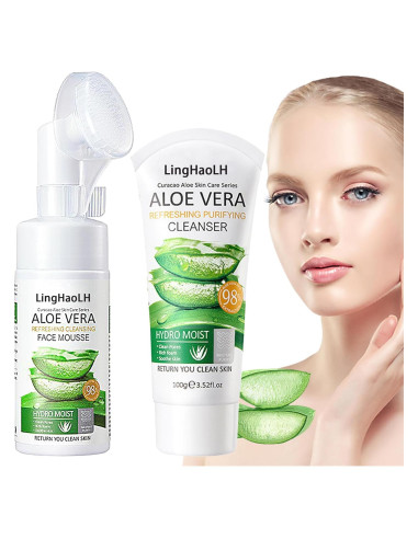 Limpiador Facial Espumoso LingHaoLH Aloe Vera 2PCS 10.16cm