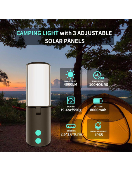 Linterna LED Recargable JINHODY 8000mAh 4000LM Solar USB-C Linterna LED Recargable JINHODY 8000mAh 4000LM Solar USB-C