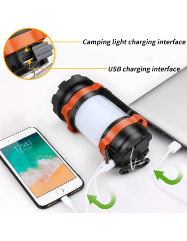 Linterna de Camping Recargable AlpsWolf 4000mAh IPX4 Naranja