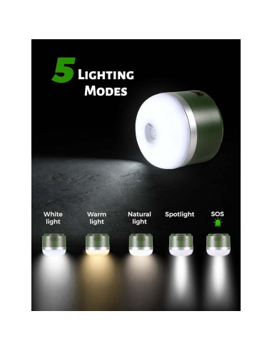 Linterna de Camping Recargable Wildley 600LM IP65 Verde