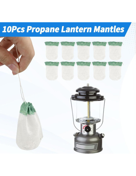 Paquete de 10 Mantillas de Linterna Propano LVACODV con Globo Vidrio Paquete de 10 Mantillas de Linterna Propano LVACODV con Globo Vidrio