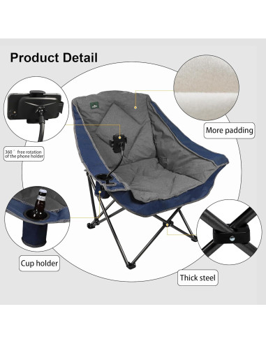Silla de Camping Plegable Northroad Acolchada 136 kg Morado