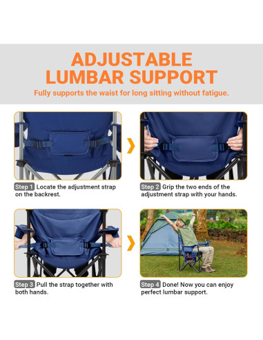 Silla de Camping Plegable KingCamp con Soporte Lumbar 160kg