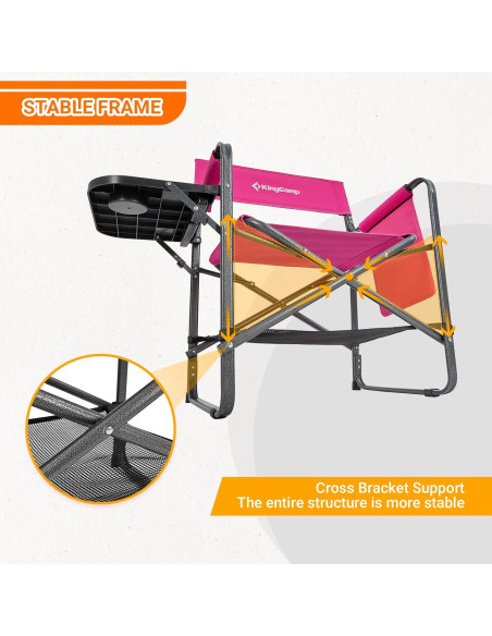 Silla de Camping KingCamp Plegable con Mesa Lateral 300kg Silla de Camping KingCamp Plegable con Mesa Lateral 300kg