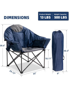 Silla de Camping Foristrail Platillo Lunar 500lbs Azul y Gris 2