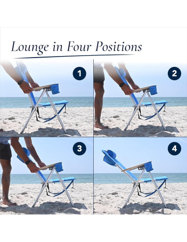 Silla de Playa Plegable Caribbean Joe Azul y Lima 4 Posiciones