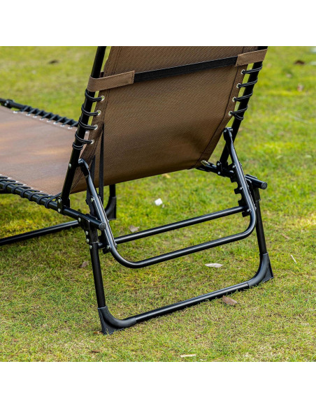 Silla Lounge Plegable Outsunny Marrón con Respaldo Ajustable Silla Lounge Plegable Outsunny Marrón con Respaldo Ajustable
