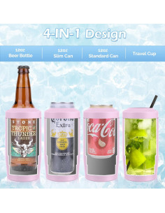 Enfriador de Latas 4 en 1 MoreFeel Rosa Acero Inoxidable 2