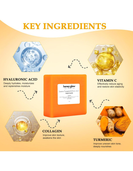 Jabón Kojic de Cúrcuma y Limón Honey Glow - 2 Piezas Jabón Kojic de Cúrcuma y Limón Honey Glow - 2 Piezas