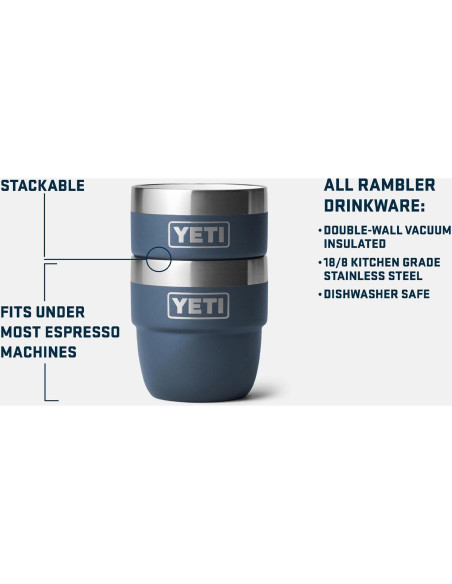 Tazas Apilables YETI 4 oz Acero Inoxidable Aisladas - Paquete de 2 Tazas Apilables YETI 4 oz Acero Inoxidable Aisladas - Paquete de 2