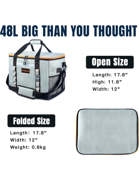Bolsa Térmica Aislada INSMEER 48L Plegable para Camping y Picnic Bolsa Térmica Aislada INSMEER 48L Plegable para Camping y Picnic