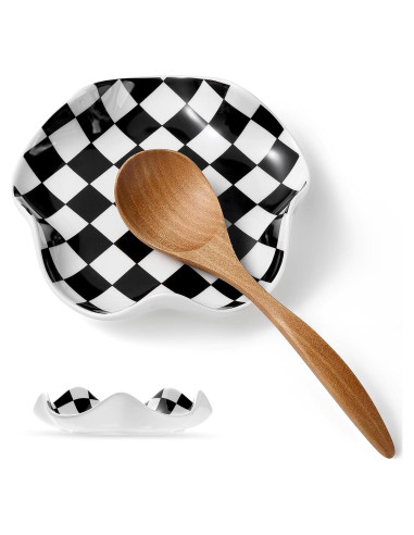Soporte para Cucharas de Cerámica Qipecedm 13,46 cm Blanco y Negro