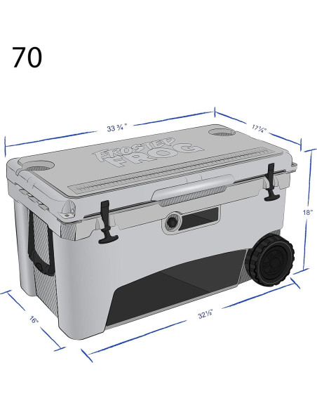 Enfriador de Hielo Frosted Frog 70qt Aislado con Ruedas Enfriador de Hielo Frosted Frog 70qt Aislado con Ruedas