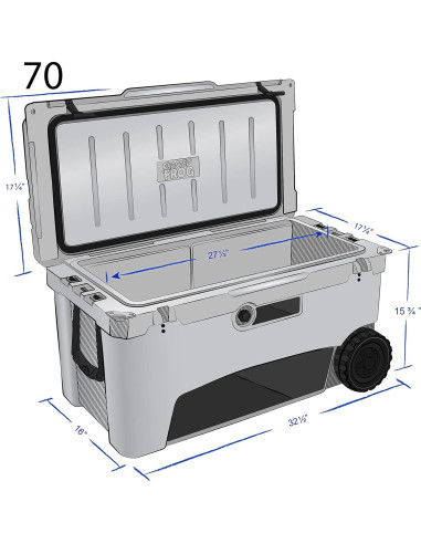 Enfriador de Hielo Frosted Frog 70qt Aislado con Ruedas