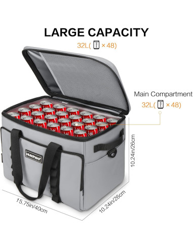 Bolsa de Enfriamiento Aislada Hulongo 32L Impermeable Gris
