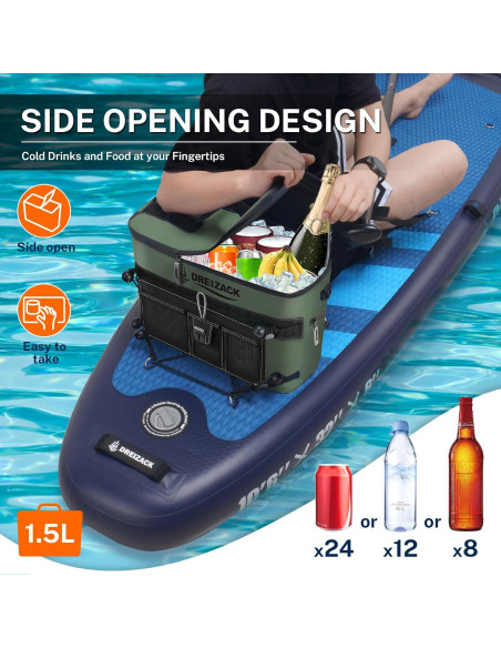 Enfriador de Kayak Dreizack Verde Impermeable 1.5L Aislado Enfriador de Kayak Dreizack Verde Impermeable 1.5L Aislado