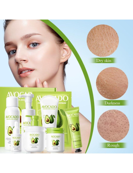 Set de Cuidado de Piel Aguacate MEIYUANNAISI 8 en 1 Hidratante Set de Cuidado de Piel Aguacate MEIYUANNAISI 8 en 1 Hidratante