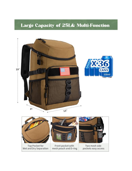 Mochila Enfriadora JOYHILL 25L Aislada para Camping y Playa Mochila Enfriadora JOYHILL 25L Aislada para Camping y Playa