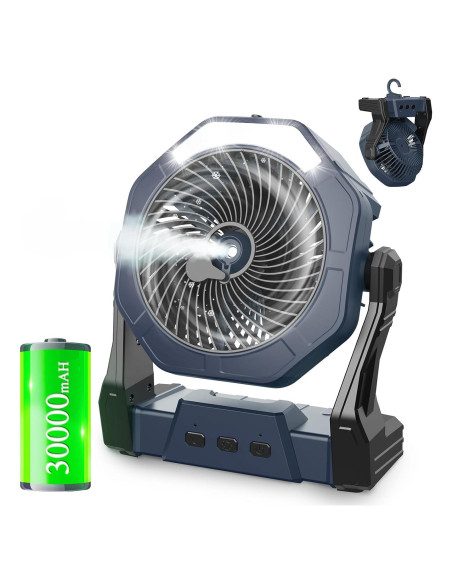 Ventilador Portátil Ausic P20 con Rocío 30000mAh 8" Gris Ventilador Portátil Ausic P20 con Rocío 30000mAh 8" Gris