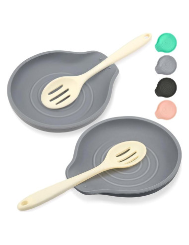 Set de 2 Soportes para Cucharas LOMILD Gris Resistente al Calor