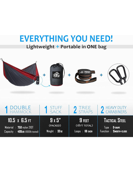 Hamaca Doble Pro Venture 3.2x2.0m Nylon 210T para Camping Hamaca Doble Pro Venture 3.2x2.0m Nylon 210T para Camping