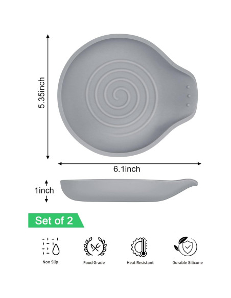 Set de 2 Soportes para Cucharas LOMILD Gris Resistente al Calor Set de 2 Soportes para Cucharas LOMILD Gris Resistente al Calor