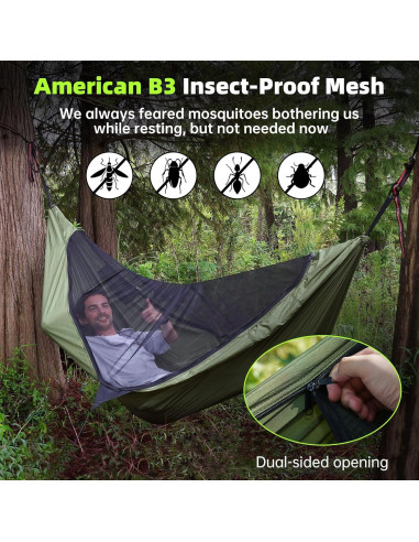 Hamaca de Camping CROSSHIP con Red Antimosquitos para 2 Personas
