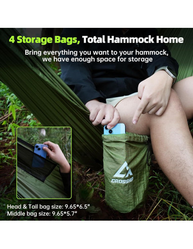 Hamaca de Camping CROSSHIP con Red Antimosquitos para 2 Personas