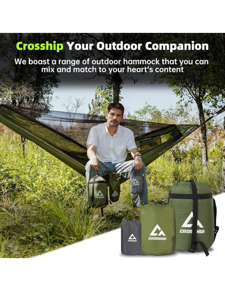 Hamaca de Camping CROSSHIP con Red Antimosquitos para 2 Personas Hamaca de Camping CROSSHIP con Red Antimosquitos para 2 Personas