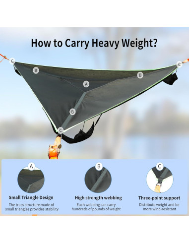 Hamaca Triangular de Camping ISTATSO 1100 lbs para 3-6 Personas