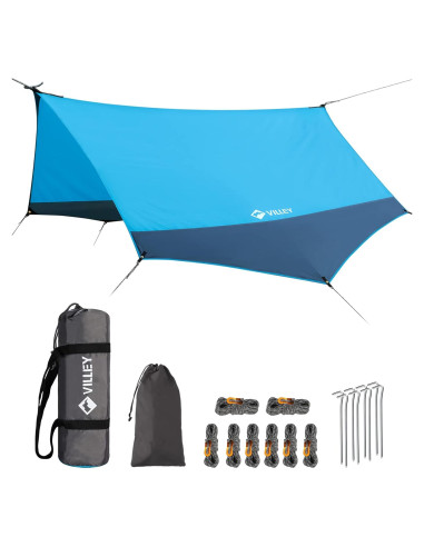 Lona de Camping VILLEY Heptagonal 3.96x3.51m Impermeable Azul