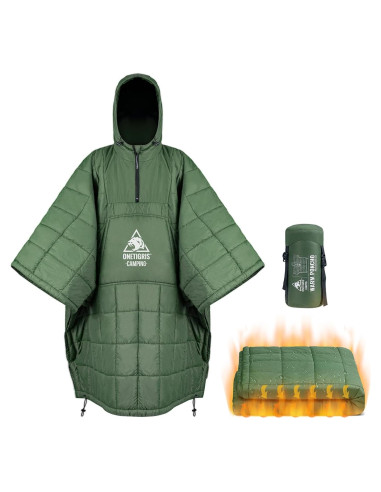 Manta de Camping OneTigris Poncho Aislante 3M Thinsulate Verde